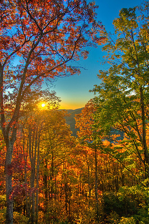 Fall sunrise over Grandfather Mountain, NC