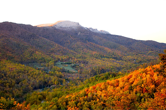 Grandfather Mountain, colored leaves & snow
